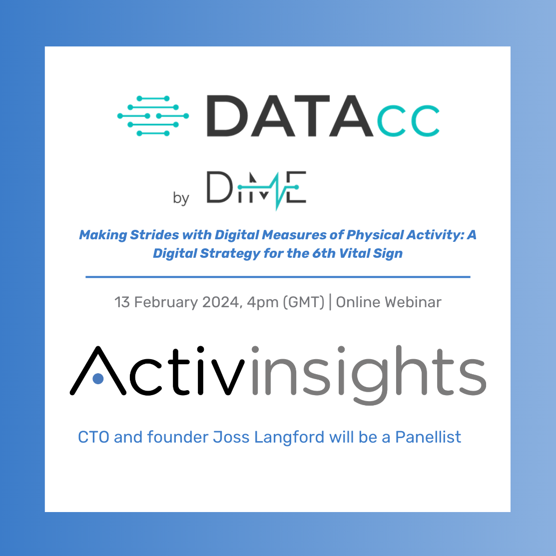 Activinsights panellist for DiMe event 13 Feb 2024