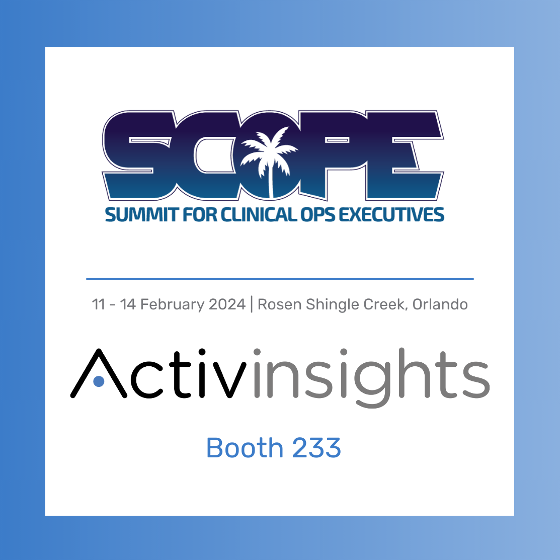 Acitvinsights exhibiting at Scope Summit 2024